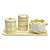 Kit Higiene De Cerâmica 4 Peças - Xadrez Amarelo - Imagem 1