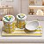 Kit Higiene De Cerâmica 4 Peças - Xadrez Amarelo/Amarelo - Imagem 2