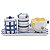 Kit Higiene De Cerâmica 4 Peças - Xadrez/Azul/Amarelo - Imagem 1