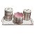 Kit Higiene De Cerâmica 4 Peças - Xadrez/Rosa/Flor - Imagem 1