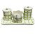 Kit Higiene De Cerâmica 4 Peças - Xadrez/Verde Claro/Tampa Com Bolinhas - Imagem 1