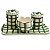 Kit Higiene De Cerâmica 4 Peças - Xadrez/Verde Escuro/Tampa Com Bolinhas - Imagem 1