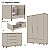 Quarto Completo Olivia - Berço 2 Em 1 + Cõmoda C/Porta + Roupeiro 3 Portas - Pé Quadrado - Off White Com Cinamomo - Imagem 3