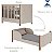 Quarto Completo Olivia - Berço 2 Em 1 + Cõmoda C/Porta + Roupeiro 3 Portas - Pé Quadrado - Off White Com Cinamomo - Imagem 5