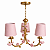 Lustre de Flores e Passarinhos - Dourado e Rosa - 3 Cúpulas - Imagem 1