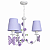 Lustre Borboleta - Branco Lilás e Flores - 3 Braços Cúpulas - Imagem 1