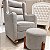 Poltrona De Amamentação Lua - Pés Canoa - Com Puff Maitê - Tecido TB622 - Bouclê Cinza Claro - Imagem 2