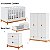 Quarto Completo Lamê - Berço 2 Em 1 + Cômoda + Guarda-Roupa 4 Portas - Branco Com Carvalho Avelã - Imagem 4
