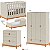 Quarto Completo Lamê - Berço 2 Em 1 + Cômoda + Guarda-Roupa 4 Portas - Areia Com Carvalho Avelã - Imagem 1