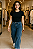 Calça Jeans Wide Leg com Faixa Lateral - Imagem 1