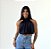 Cropped Babados de Gola Alta Preto - Imagem 1