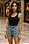Shorts Jeans Bordado de Flores - Imagem 1