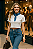 Blusa Branca com Gola Azul - Imagem 1