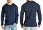 Camiseta Algodão Lisa Manga Longa Masculina Azul Marinho - Imagem 3