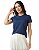 Camiseta Algodão Egípcio Feminina Azul Marinho - Imagem 1