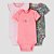 Kit body 3 peças rosa e cinza floral Just one You made by CARTERS - Imagem 1