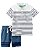 Conjunto 2 peças camiseta polo listrada e short azul - CARTERS - Imagem 1