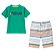Conjunto 2 peças camiseta verde com bermuda listras coloridas - GYMBOREE - Imagem 1