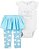 Conjunto 2 peças body branco com legging saia tutu azul - CARTERS - Imagem 1