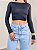 Cropped costas nua manga longa preto - Imagem 1