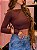 Cropped costas nua manga longa marrom - Imagem 1