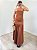 Vestido longo drapeado Dália Marrom - Imagem 1