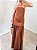 Vestido longo drapeado Dália Marrom - Imagem 7