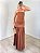 Vestido longo drapeado Dália Marrom - Imagem 3