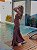 Vestido longo drapeado Dália Marrom - Imagem 3