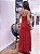 Vestido longo drapeado Dália Vermelho - Imagem 11