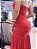 Vestido longo drapeado Dália Vermelho - Imagem 10