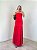Vestido longo drapeado Dália Vermelho - Imagem 1