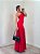 Vestido longo drapeado Dália Vermelho - Imagem 4
