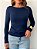 Blusa Basic Manga Longa Poliamida Azul Marinho - Imagem 1