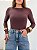 Blusa Basic Manga Longa Poliamida Marrom - Imagem 6