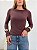 Blusa Basic Manga Longa Poliamida Marrom - Imagem 1