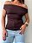 Blusa ombro a ombro poliamida marrom - Imagem 1