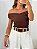 Blusa ombro a ombro tule marrom - Imagem 1