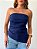 Blusa sem alças drapeada monique azul marinho - Imagem 1