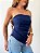 Blusa sem alças drapeada monique azul marinho - Imagem 2