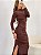 Vestido Drapeado Clover Manga Longa Marrom - Imagem 6