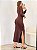 Vestido Drapeado Clover Manga Longa Marrom - Imagem 4