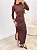 Vestido Drapeado Clover Manga Longa Marrom - Imagem 2
