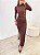 Vestido Drapeado Clover Manga Longa Marrom - Imagem 3