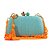 Bolsa De Mão Clutch Festa Casamento Formatura Azul e Corrente Laranja - Imagem 1