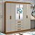 ROUPEIRO 6 PORTAS CELEBRARE C/ PÉS E ESPELHO 1,63M ./ROVERE NATURALE /OFF WHITE - Imagem 1