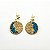 Brinco Capim Dourado Disco 2 cm e Fio Azul Oceano BL80 - Hipoalergênico - Imagem 2