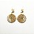 Brinco Capim Dourado Disco 2 cm e Fio Branco BL82 - Hipoalergênico - Imagem 2