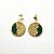 Brinco Capim Dourado Disco 2 cm e Fio Esmeralda BL85 - Hipoalergênico - Imagem 2
