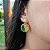 Brinco Capim Dourado Disco 2 cm e Fio Esmeralda BL85 - Hipoalergênico - Imagem 1